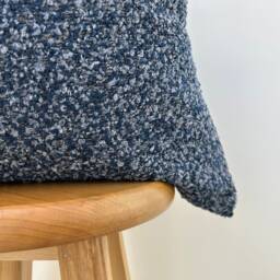 Navy Blue Boucle Pillow Cover, Custom Lumbar Cushion For Sofa Or Bed Euro Sham, 11 Color Options - thumbnail 3