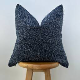 Navy Blue Boucle Pillow Cover, Custom Lumbar Cushion For Sofa Or Bed Euro Sham, 11 Color Options - thumbnail 2