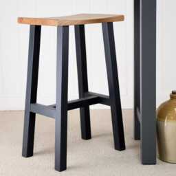 Curved Oak Bar Stool - Handmade Kitchen & Dining Stool, Farrow & Ball Painted Finish, Solid Wood Seat, Rustic Seating, UK Made - thumbnail 4