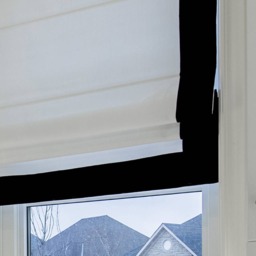 Linen Roman Shade, White With Border Trim, Custom Made - thumbnail 2