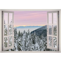 Snow Winter Trees Landscape Window 3D Wall Decal Art Removable Mountain Wallpaper Mural Sticker Vinyl Home Decor - thumbnail 2