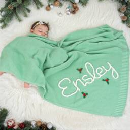 Custom Embroidered Christmas Baby Name Blanket, Personalised Blanket With Name, Newborn Gift, Baby Shower Gift, Christmas Gift For