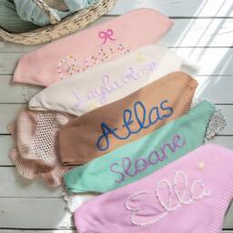 Custom Embroidered Christmas Baby Name Blanket, Personalised Blanket With Name, Newborn Gift, Baby Shower Gift, Christmas Gift For - thumbnail 3