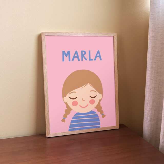Personalized Girl Portrait Dark Blonde Hair - Custom Nursery Wall Art With Name - image 1