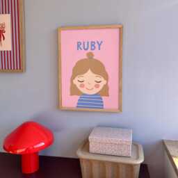 Personalized Girl Portrait Dark Blonde Hair - Custom Nursery Wall Art With Name - thumbnail 3