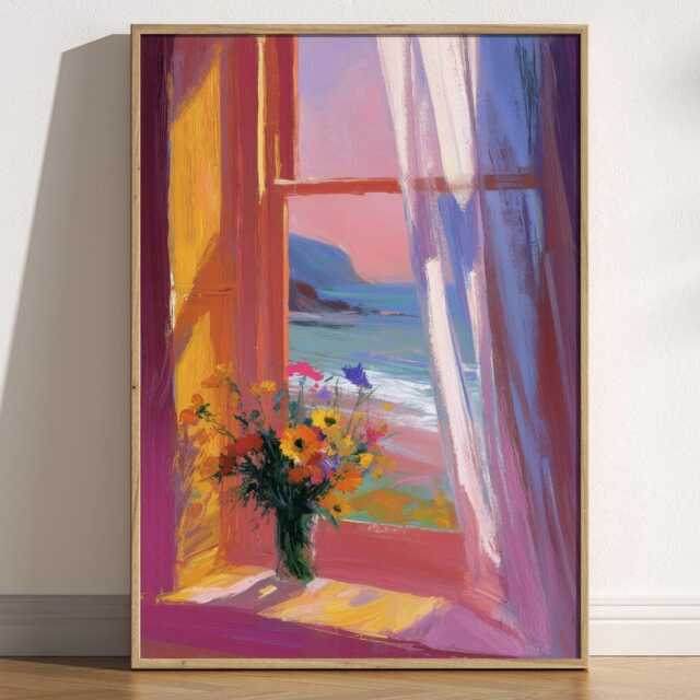 Open Window Henri Matisse Print, Style Fauvism Painting, Modern Exhibition Sash Window, Floral Flowers, Coastal Nature - image 1