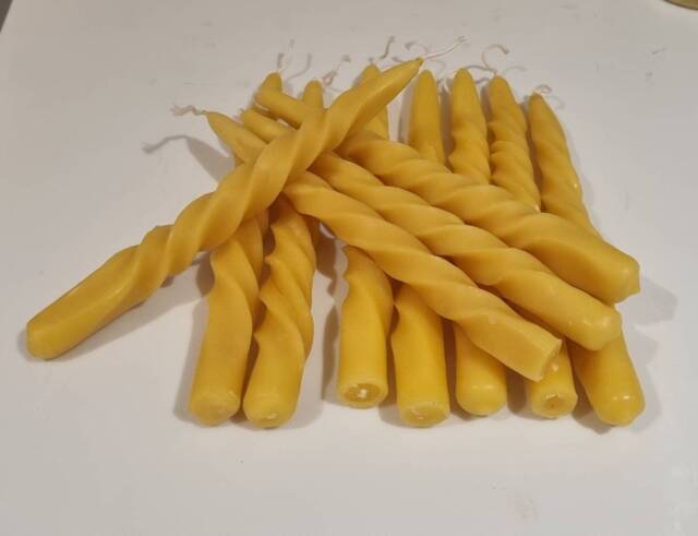 Hand-Dipped Beeswax Taper Candles - Set Of 2 - Natural & Eco-Friendly - image 1