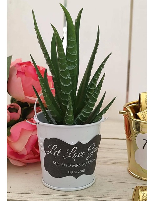 Wedding Bucket Favor Mini Pail Buckets Succulent Plant Holder Custom Birthday Favors Rustic - image 1
