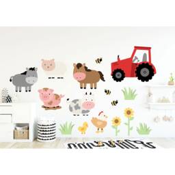 Farm Animal Wall Decals Tractor, Horse, Cow - Nursery Decor - thumbnail 1