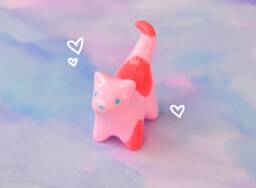 Cute Pink Cat Decoration Desk Buddy Office Friend Kitty Decor Curio Shelf Small Kawaii Gift Clay Collectible Figurine Toe Beans - thumbnail 1