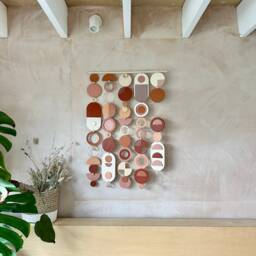 Geometric Wall Hanging - Modern Wood Tapestry, Warm Tones Decor - thumbnail 2