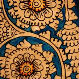 Blue/Red Floral Motif /Leather Lampshade/Table Lampshade/Handmade - thumbnail 3