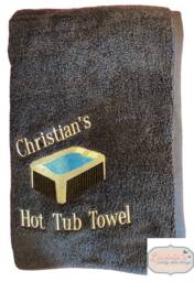 Embroidered Hot Tub Towel, Custom Name, Cotton Towel - thumbnail 1