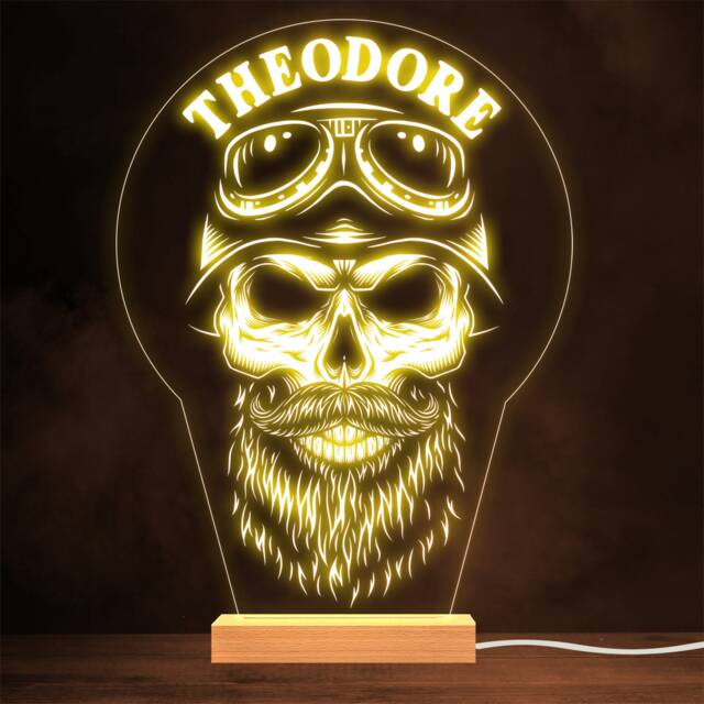 Skull Soldier With Beard Armty Gothic Style Personalised Gift Lamp Night Light - image 1
