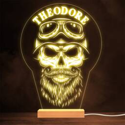 Skull Soldier With Beard Armty Gothic Style Personalised Gift Lamp Night Light - thumbnail 1