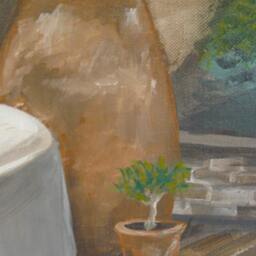 New Orleans French Quarter Courtyard Painting, Original Realism Art - 36x48 - thumbnail 3