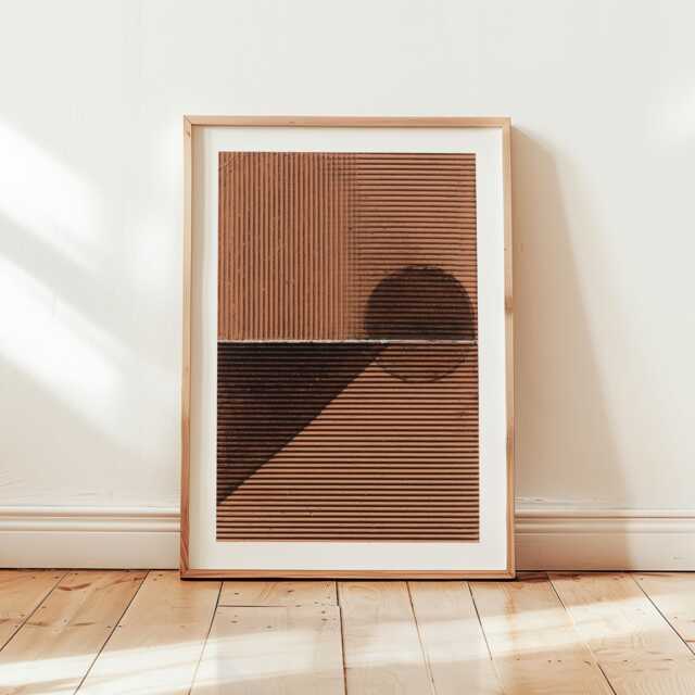 Brown Abstract Poster, Minimalist Geometric Wall Art, Modern Textured Print, Contemporary Neutral Decor, Mid Century Style Artwork - image 1