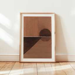 Brown Abstract Poster, Minimalist Geometric Wall Art, Modern Textured Print, Contemporary Neutral Decor, Mid Century Style Artwork - thumbnail 1