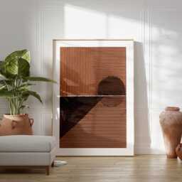 Brown Abstract Poster, Minimalist Geometric Wall Art, Modern Textured Print, Contemporary Neutral Decor, Mid Century Style Artwork - thumbnail 3