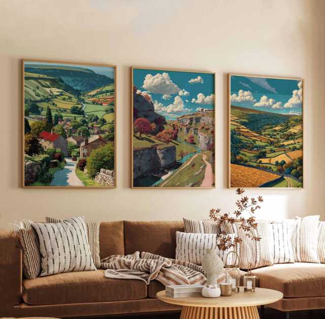 Set Of 3 North Yorkshire Posters, England Travel Prints, Countryside Wall Art Set, Scenic UK Nature Landscape Prints - image 1