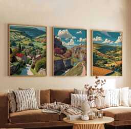 Set Of 3 North Yorkshire Posters, England Travel Prints, Countryside Wall Art Set, Scenic UK Nature Landscape Prints - thumbnail 1