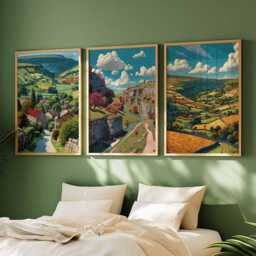 Set Of 3 North Yorkshire Posters, England Travel Prints, Countryside Wall Art Set, Scenic UK Nature Landscape Prints - thumbnail 3