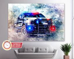 Ford Raptor Pursuit Canvas Print, Off Road Wall Art, Police Officer Gift, Pickup, Fan Gift - thumbnail 1