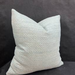 Luxury Designer Blue Beige Bamboo Zig Zag Fabric Cushion Pillow Throw Cover - thumbnail 3