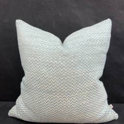 Luxury Designer Blue Beige Bamboo Zig Zag Fabric Cushion Pillow Throw Cover - thumbnail 1