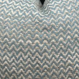 Luxury Designer Blue Beige Bamboo Zig Zag Fabric Cushion Pillow Throw Cover - thumbnail 2