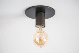Minimalist Bronzed Steel Flush Mount Light - Industrial Ceiling Or Wall Sconce
