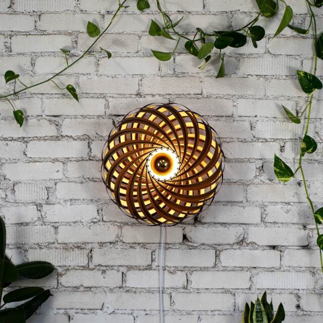 Wall Decor Art Light. Hand Made Wooden Lamp From Germany. Walnut Tree Wood - image 1