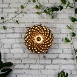 Wall Decor Art Light. Hand Made Wooden Lamp From Germany. Walnut Tree Wood