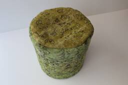 Handmade Wool Ottoman Pouf, Green Vintage Rug Cover