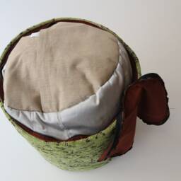 Handmade Wool Ottoman Pouf, Green Vintage Rug Cover - thumbnail 4