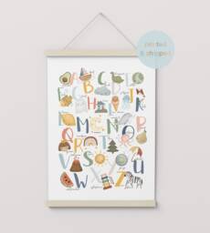 Alphabet Chart Print, Scandi Nursery Decor, Chart, Educational Montessori Playroom Prints, Kids Art - thumbnail 1