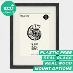 Black Solid Oak Picture Frame - Photo A2, A3, A4, A5, A6, 5x5, 5x7, 6x8, 8x10, 11x14 Handmade Family Wooden Modern - thumbnail 1