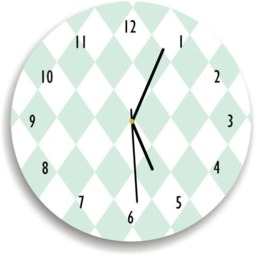 Harlequin Mint & White Wall Clock, Geometric Wall Clock, Minimalist Kids Room, Decor, Modern Scandinavian Wall Decor - thumbnail 1
