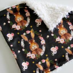 Dream Lovie. Security Blanket. Personalized Lovey. Faux Fur Feather Bunny Black. Mini Baby Minky Shower Gift - thumbnail 2