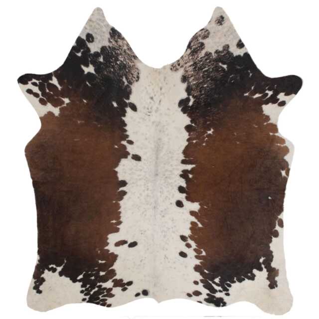 Brown & White Cowhide Rug Extra Large Hair-On Leather Accent - 84x72Inches - image 1