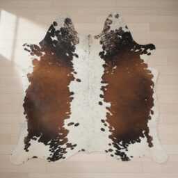 Brown & White Cowhide Rug Extra Large Hair-On Leather Accent - 84x72Inches - thumbnail 3