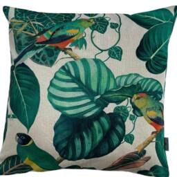 Green Leaves Cushion Cover Printed Tropical Plants & Parrots Calathea 16-24 - thumbnail 2