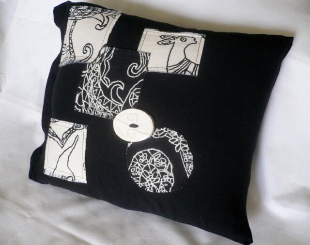 Black & White Cotton...decorative Throw Pillow...hand Made - image 1