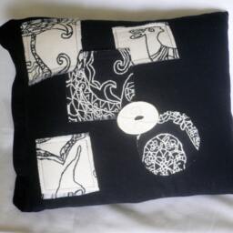 Black & White Cotton...decorative Throw Pillow...hand Made - thumbnail 2