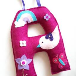 Personalised Felt Letter - Floral Nursery Decor, Girl Name Sign - thumbnail 3