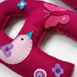 Personalised Felt Letter - Floral Nursery Decor, Girl Name Sign - thumbnail 2
