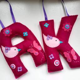 Personalised Felt Letter - Floral Nursery Decor, Girl Name Sign - thumbnail 4