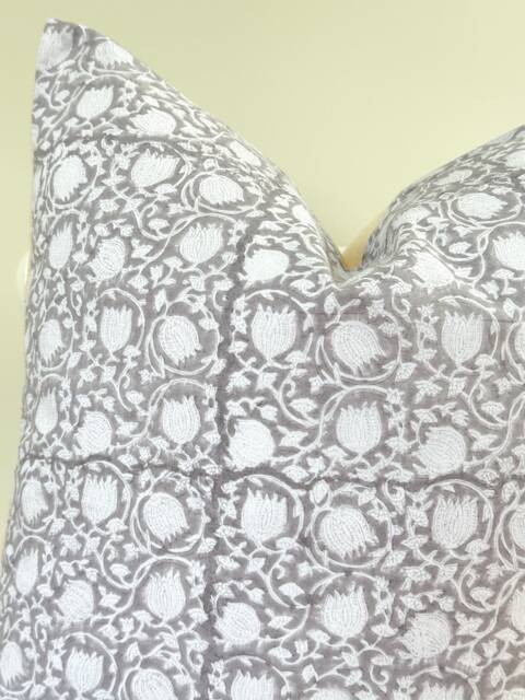 Indian Block Print Pillow Cover , Cotton Voile Hand Mede - image 1