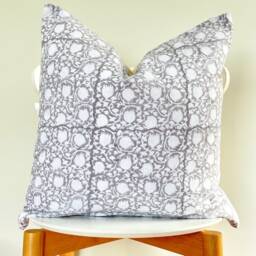 Indian Block Print Pillow Cover , Cotton Voile Hand Mede - thumbnail 2