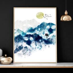 Watercolor Minimal Landscape Mountain Set Of 3 Prints, Living Room Wall Decor, Above The Bed Art, Home Office Decor Hangings - thumbnail 3